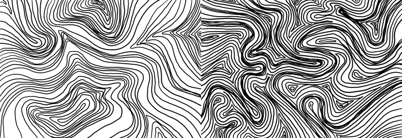 2 Linienlandschaften von Übung 2 aus Roberta Bergmanns "Die Praxis des Gestaltens"